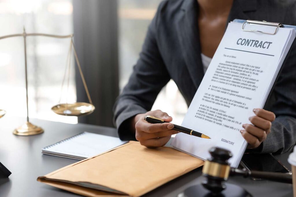 Woman Drafting a Contract