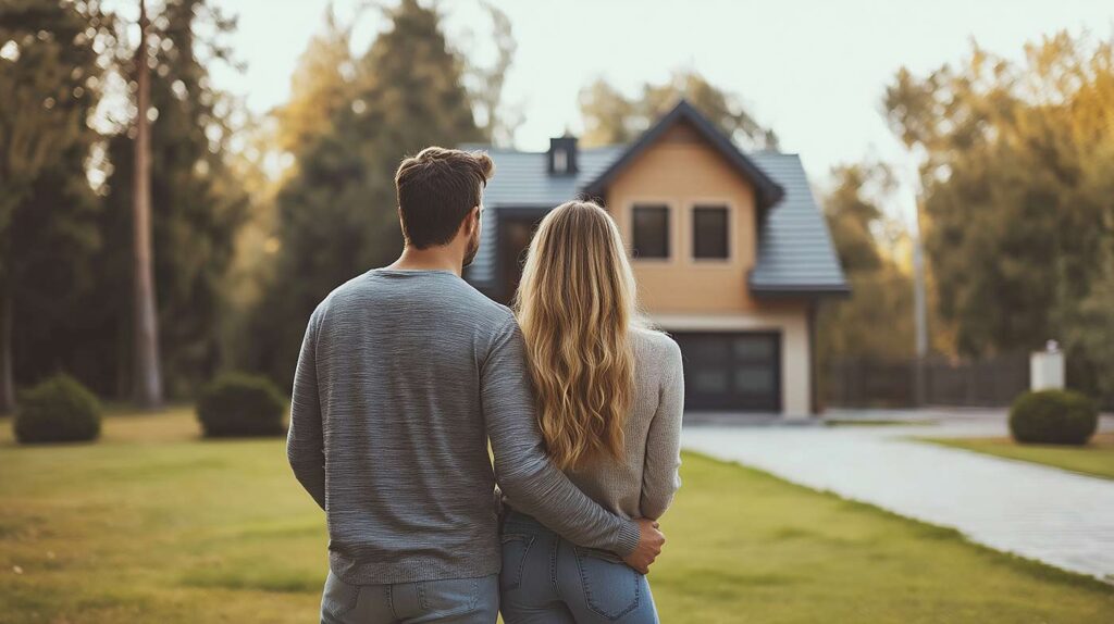 Young Couple Looking At A House