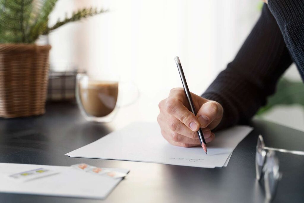 Hand On paper writing important document